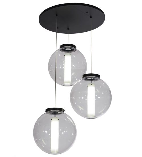 34"W Bola Cilindro 3 Lt Cascading Pendant