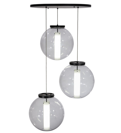 34"W Bola Cilindro 3 Lt Cascading Pendant