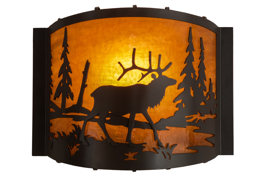 12"W Elk At Lake Wall Sconce