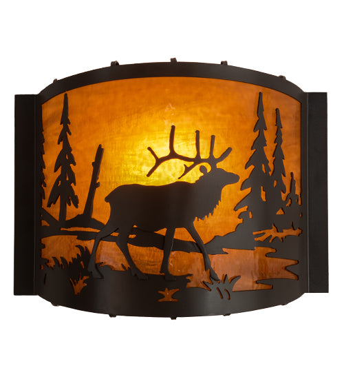 12"W Elk At Lake Wall Sconce