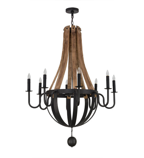 43"W Barrel Stave Madera 8 Lt Chandelier