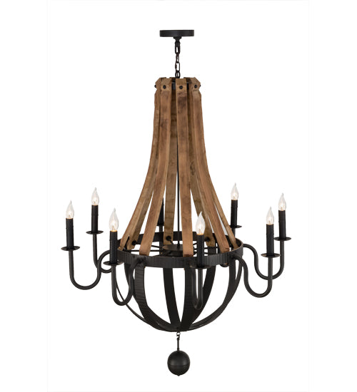 43"W Barrel Stave Madera 8 Lt Chandelier