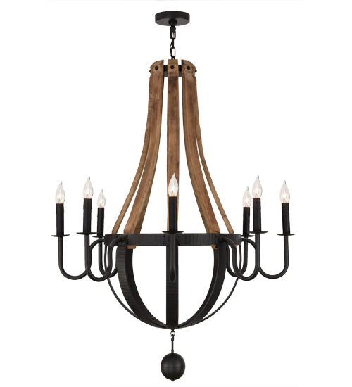 43"W Barrel Stave Madera 8 Lt Chandelier