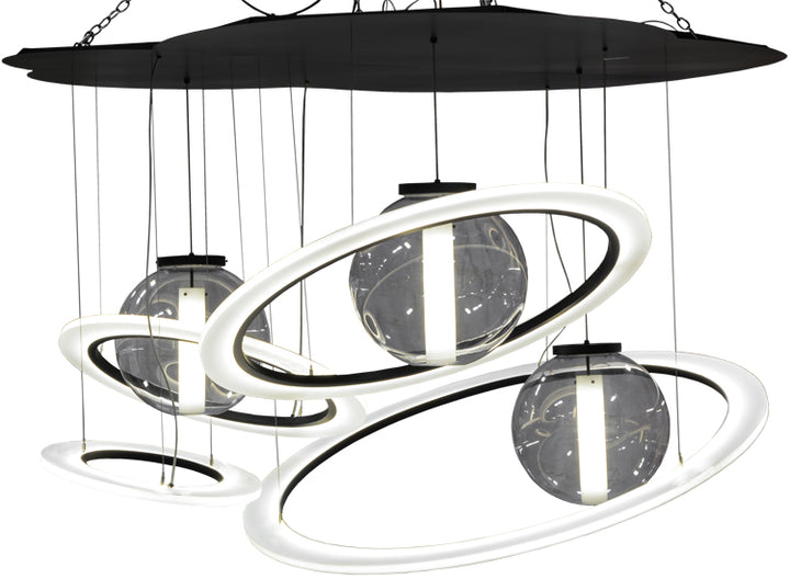 84" Wide Anillo Bola 4 Ring LED Cascading Pendant