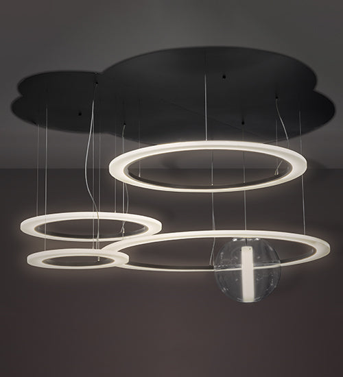 84" Wide Anillo Uno Bola 4 Ring LED Cascading Pendant