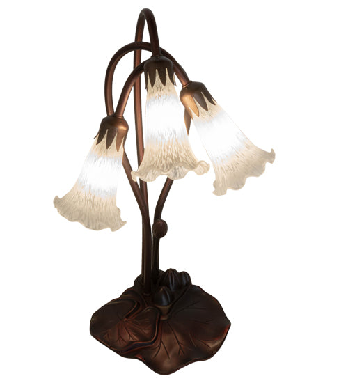 16" High White Tiffany Pond Lily 3 Lt Accent Lamp