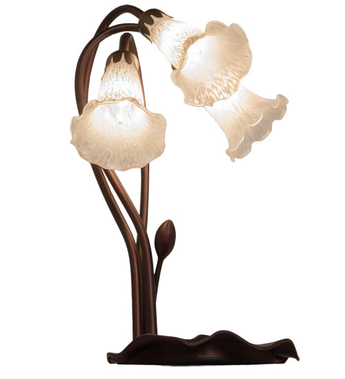 16" High White Tiffany Pond Lily 3 Lt Accent Lamp