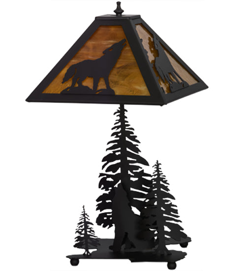 21"H Howling Wolf W/Lighted Base Table Lamp