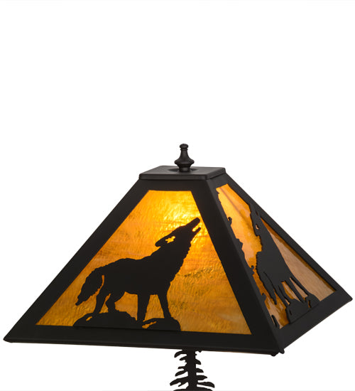 21"H Howling Wolf W/Lighted Base Table Lamp