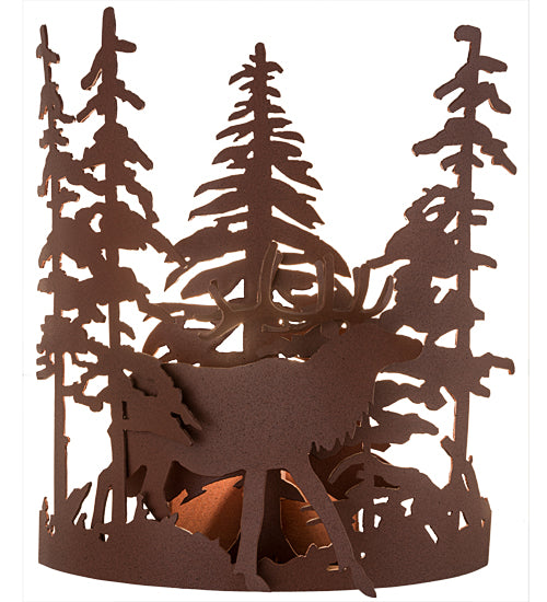 11"W Elk Through The Trees Wall Sconce