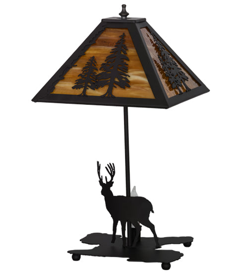 21"H Lone Buck W/Lighted Base Table Lamp