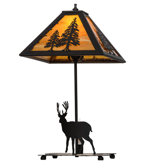 21"H Lone Buck W/Lighted Base Table Lamp