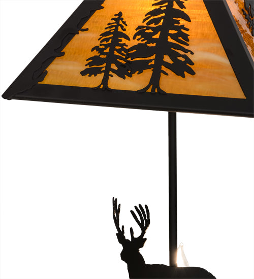 21"H Lone Buck W/Lighted Base Table Lamp