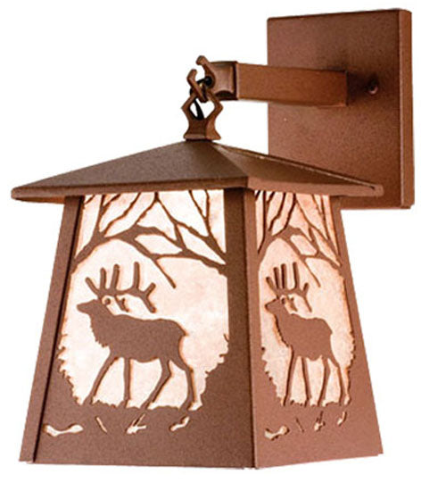 7" Wide Elk At Dawn Hanging Wall Sconce