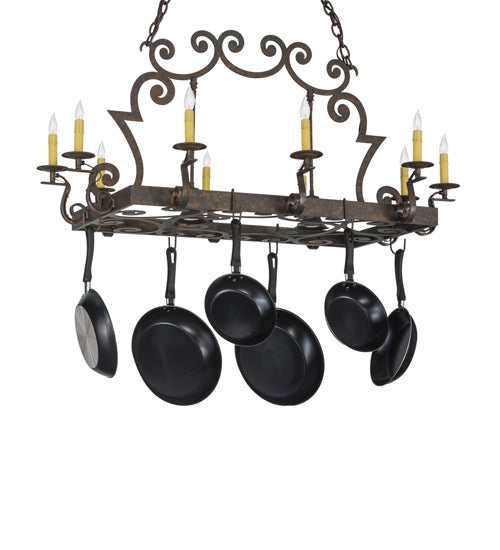 48" Long Tourelle 12 Light Pot Rack