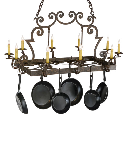 48" Long Tourelle 12 Light Pot Rack