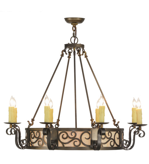 36"W Delano 8 Lt Chandelier