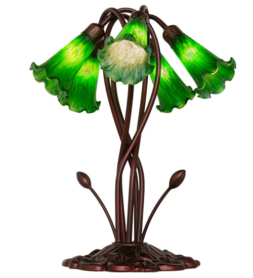 17" High Green Tiffany Pond Lily 5 Lt Accent Lamp