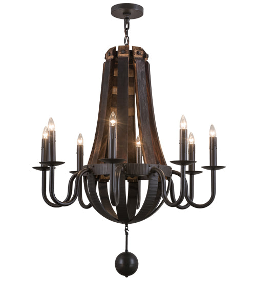 36" Wide Barrel Stave Madera 8 Light Chandelier