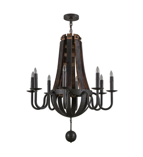 36" Wide Barrel Stave Madera 8 Light Chandelier