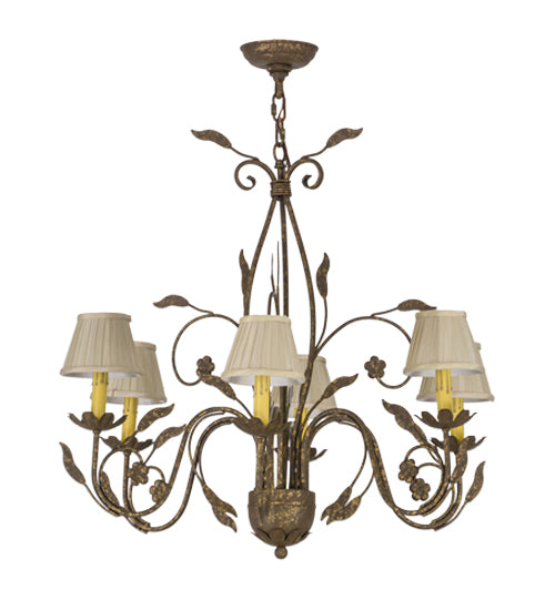 30"W Bordeaux 6 Lt Chandelier