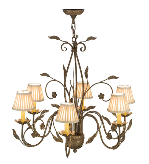 30"W Bordeaux 6 Lt Chandelier