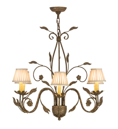 30"W Bordeaux 6 Lt Chandelier