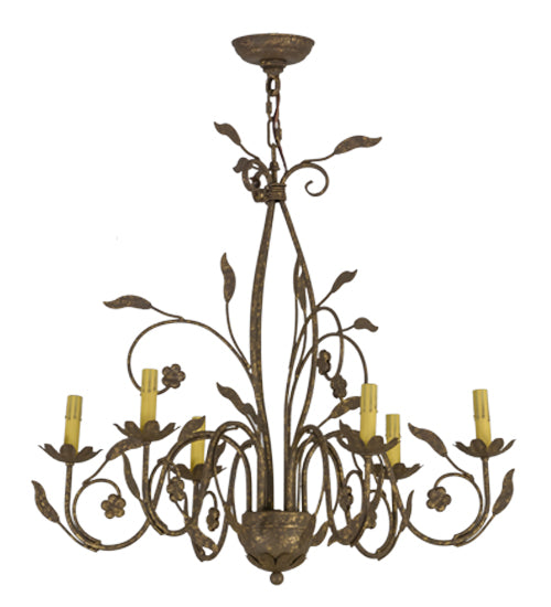 30"W Bordeaux 6 Lt Chandelier