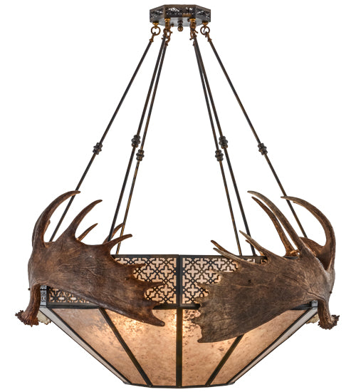 54"W Antlers Moose Inverted Pendant