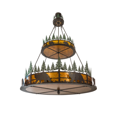 72" Wide Bear In The Woods Two Tier Inverted Pendant