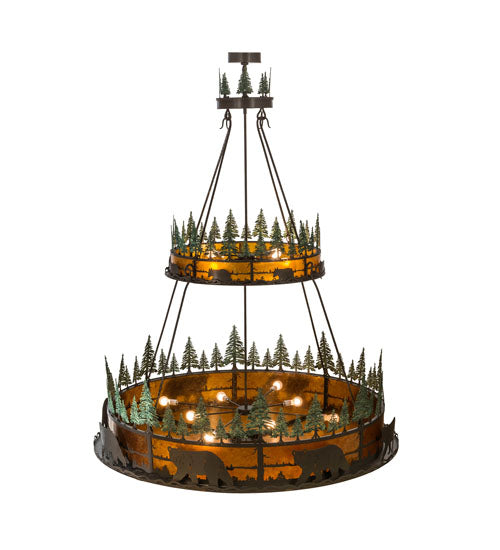 72" Wide Bear In The Woods Two Tier Inverted Pendant