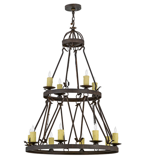 36"W Lakeshore 12 Lt Two Tier Chandelier