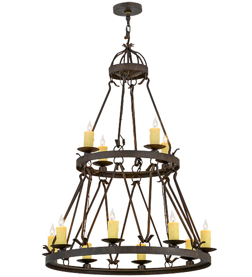 36"W Lakeshore 12 Lt Two Tier Chandelier