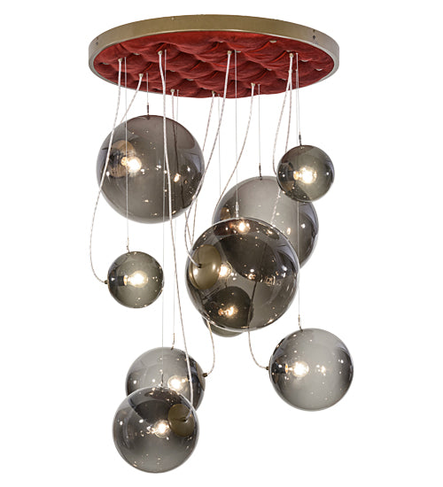 40"W Bola Plush 9 Lt Cascading Pendant