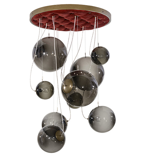 40"W Bola Plush 9 Lt Cascading Pendant