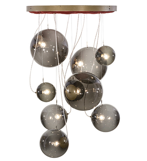 40"W Bola Plush 9 Lt Cascading Pendant