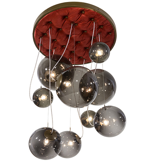 40"W Bola Plush 9 Lt Cascading Pendant