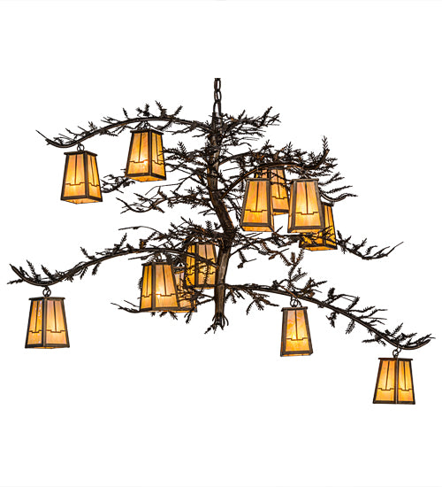 54"W Pine Branch Valley View 12 Lt Chandelier