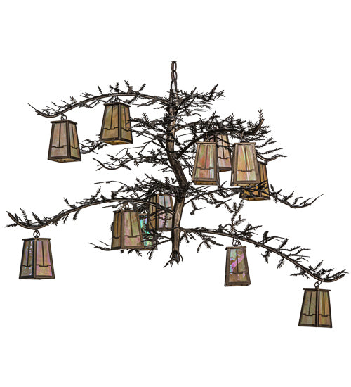 54"W Pine Branch Valley View 12 Lt Chandelier