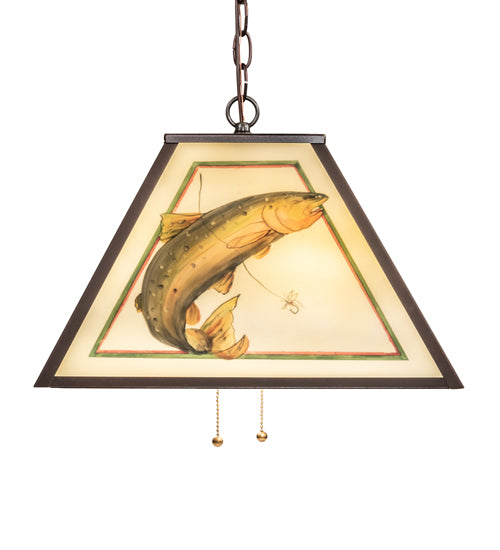 16" Square Reverse Painted Trout Pendant