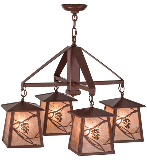 28"W Whispering Pines 4 Lt Chandelier