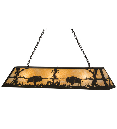 60" Long Buffalo At Lake Oblong Pendant