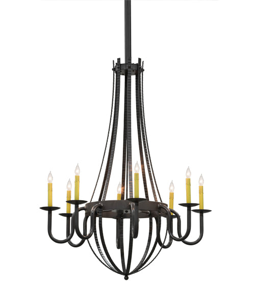 38" Wide Barrel Stave Metallo 8 Light Chandelier