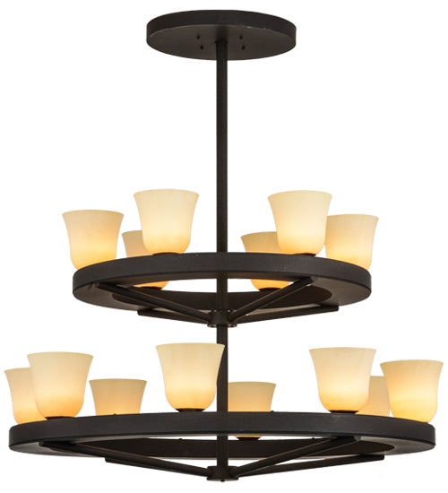 57"W Loxley Piedmont 14 Lt Two Tier Chandelier