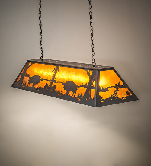 60" Long Buffalo At Lake Oblong Pendant