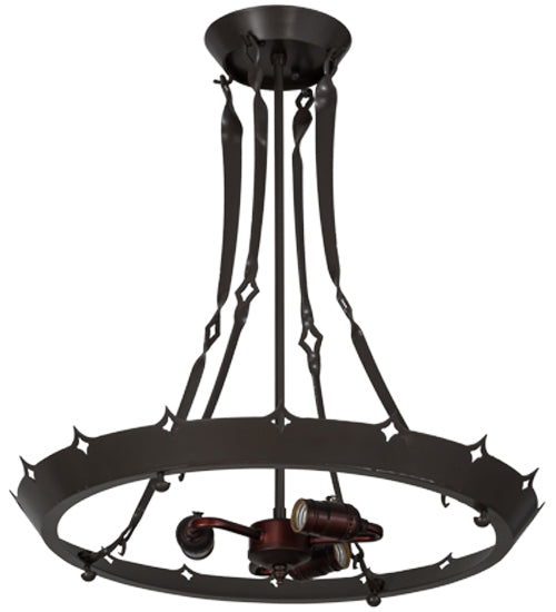 20"W Timeless Bronze 3 Lt Inverted Pendant Hardware