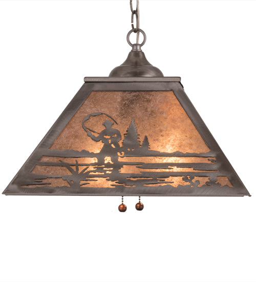 16"Sq Fly Fishing Creek Pendant