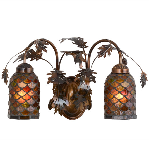 20"W Oak Leaf & Acorn 2 Lt Wall Sconce