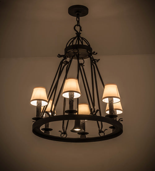 28"W Lakeshore 6 Lt W/Downlight Chandelier