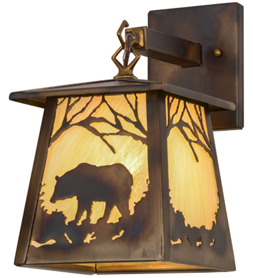 7"W Bear At Dawn Hanging Wall Sconce